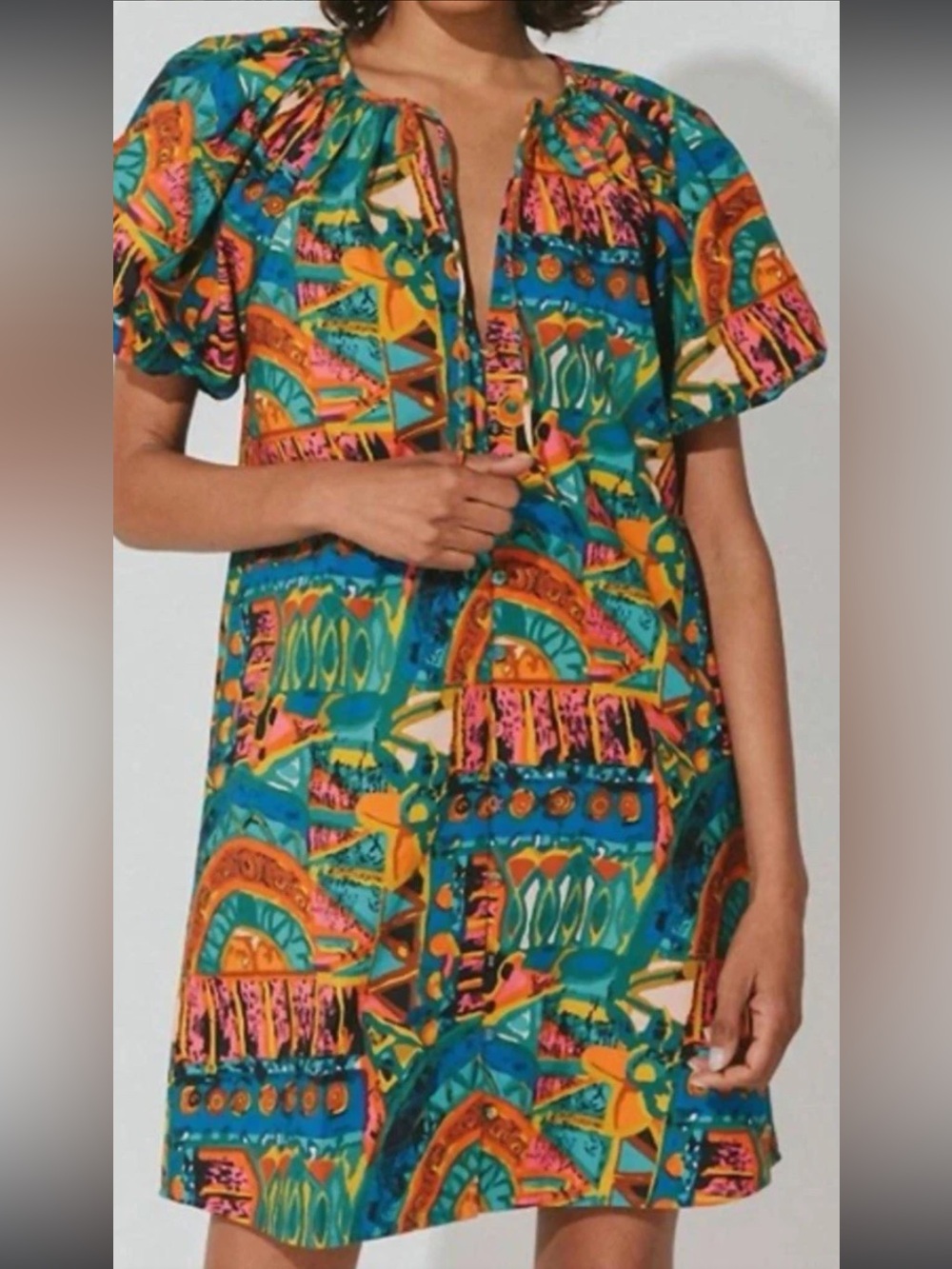 Cleobella Teal Multicolor Printed  Dress